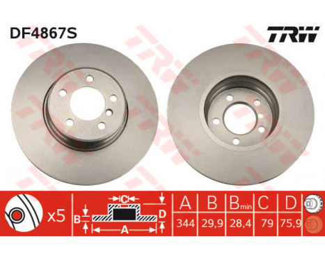 Bromsskiva DF4867S TRW