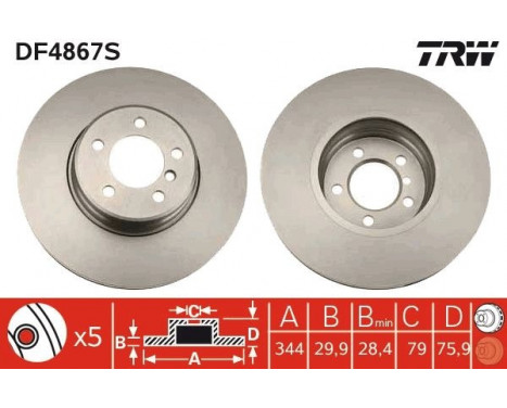 Bromsskiva DF4867S TRW, bild 2