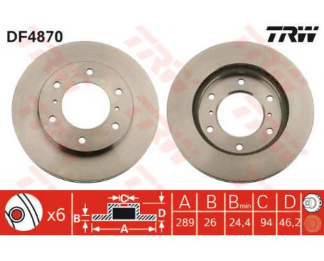Bromsskiva DF4870 TRW