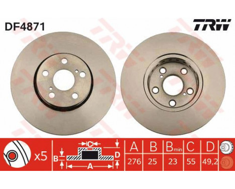 Bromsskiva DF4871 TRW