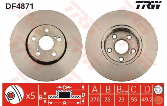 Bromsskiva DF4871 TRW
