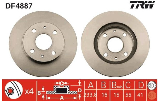 Bromsskiva DF4887 TRW, bild 2