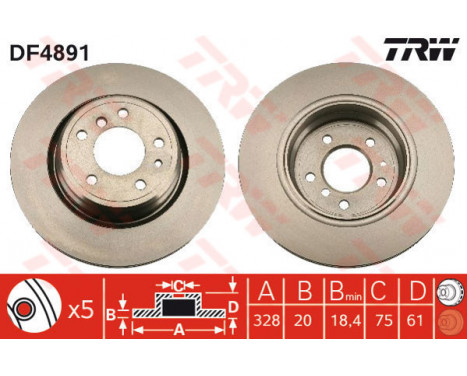 Bromsskiva DF4891 TRW