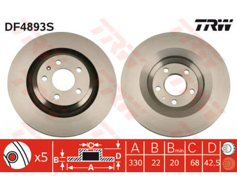 Bromsskiva DF4893S TRW