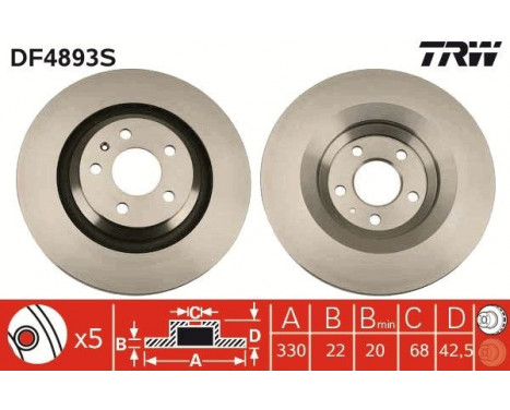 Bromsskiva DF4893S TRW, bild 3