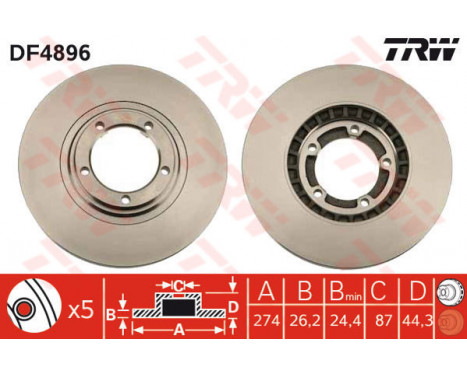 Bromsskiva DF4896 TRW