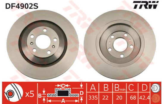 Bromsskiva DF4902S TRW