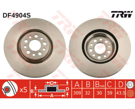 Bromsskiva DF4904S TRW