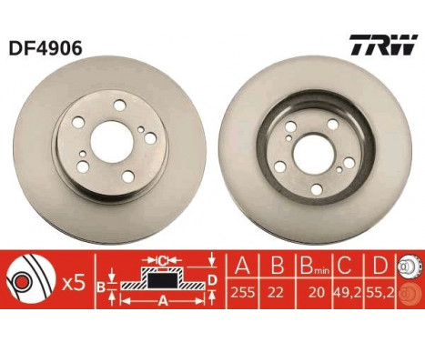 Bromsskiva DF4906 TRW, bild 2