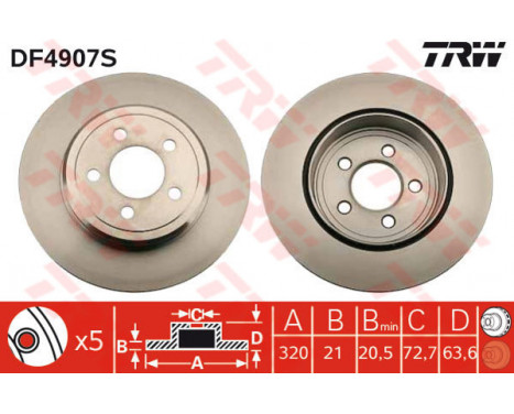 Bromsskiva DF4907S TRW