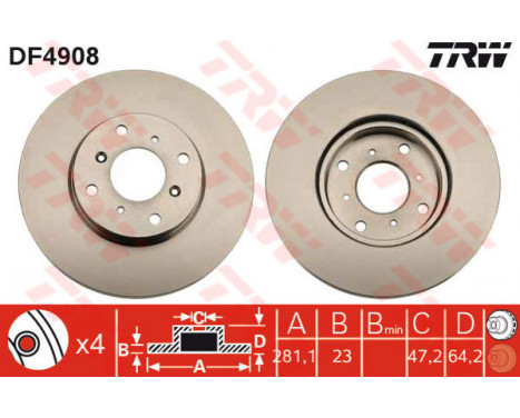 Bromsskiva DF4908 TRW