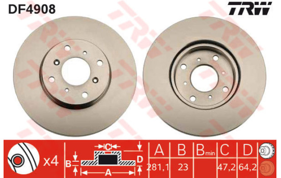 Bromsskiva DF4908 TRW