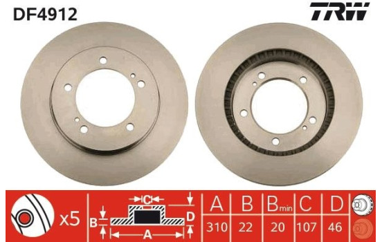 Bromsskiva DF4912 TRW