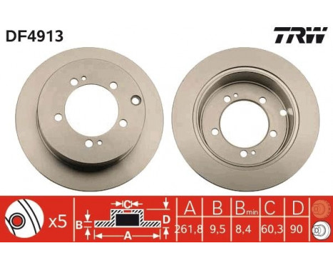 Bromsskiva DF4913 TRW