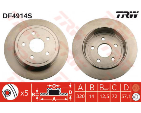 Bromsskiva DF4914S TRW