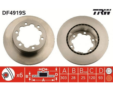 Bromsskiva DF4919S TRW, bild 2