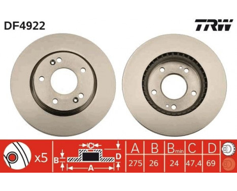 Bromsskiva DF4922 TRW, bild 3