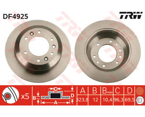 Bromsskiva DF4925 TRW