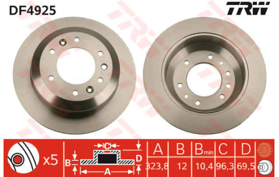 Bromsskiva DF4925 TRW
