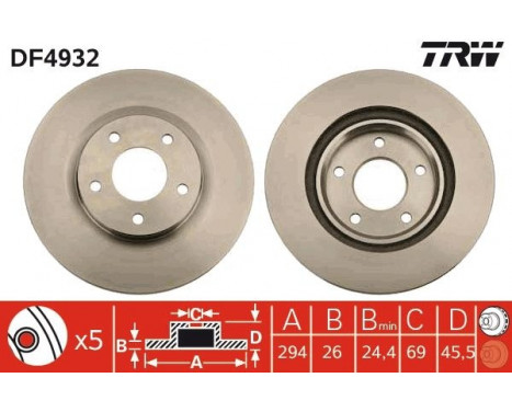 Bromsskiva DF4932 TRW, bild 2