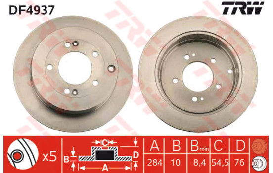 Bromsskiva DF4937 TRW