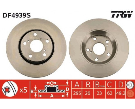 Bromsskiva DF4939S TRW, bild 3