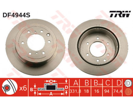 Bromsskiva DF4944S TRW