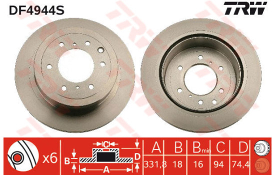 Bromsskiva DF4944S TRW