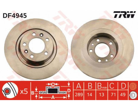 Bromsskiva DF4945 TRW