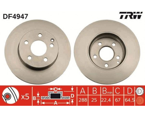 Bromsskiva DF4947 TRW, bild 3