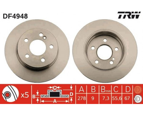 Bromsskiva DF4948 TRW, bild 2