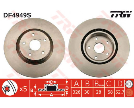 Bromsskiva DF4949S TRW