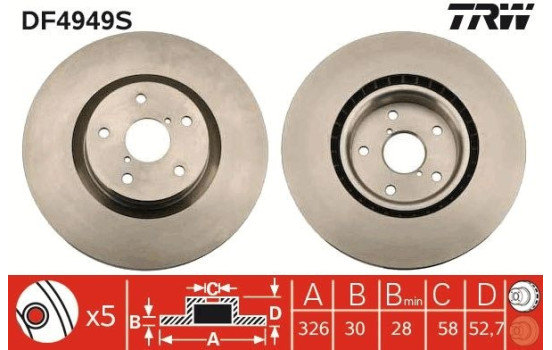 Bromsskiva DF4949S TRW, bild 3