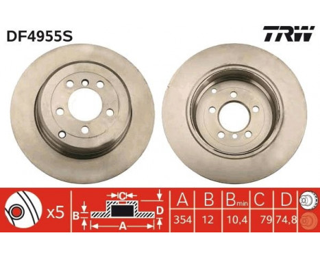 Bromsskiva DF4955S TRW, bild 2