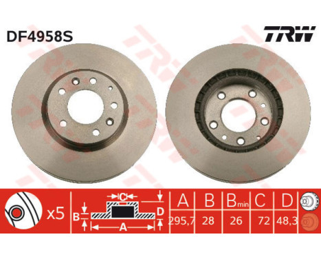 Bromsskiva DF4958S TRW