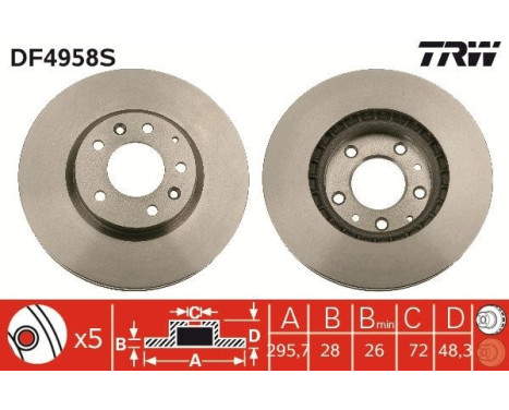 Bromsskiva DF4958S TRW, bild 3