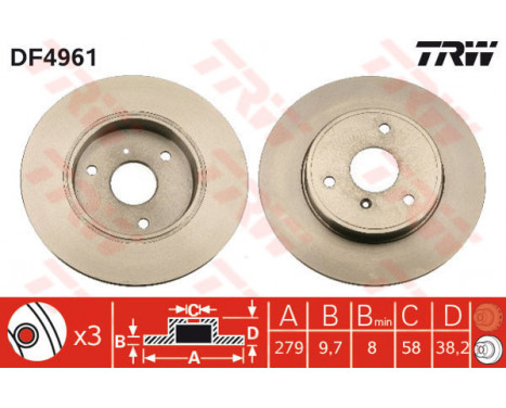 Bromsskiva DF4961 TRW