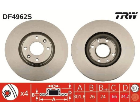 Bromsskiva DF4962S TRW, bild 3