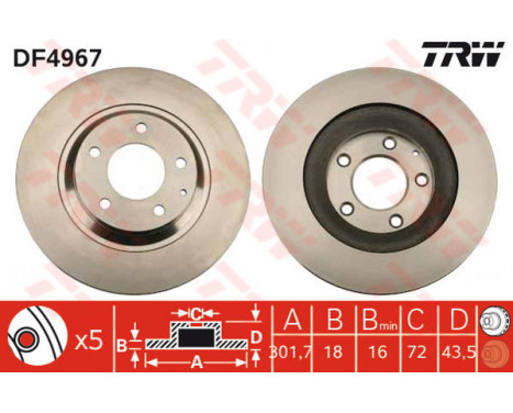 Bromsskiva DF4967 TRW