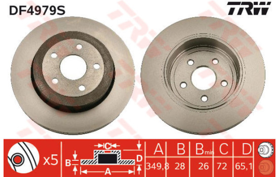 Bromsskiva DF4979S TRW
