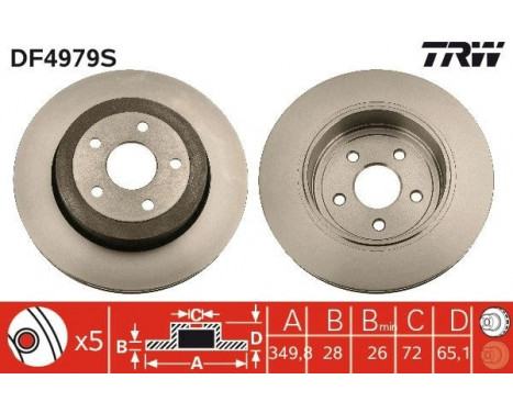 Bromsskiva DF4979S TRW, bild 3
