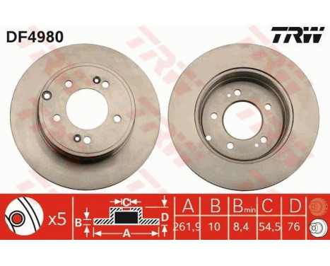 Bromsskiva DF4980 TRW