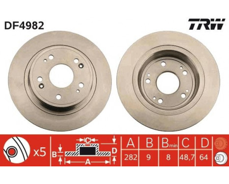 Bromsskiva DF4982 TRW