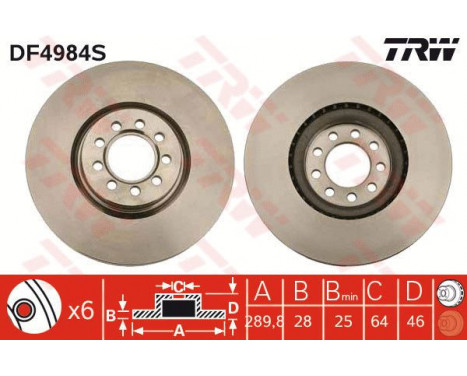 Bromsskiva DF4984S TRW