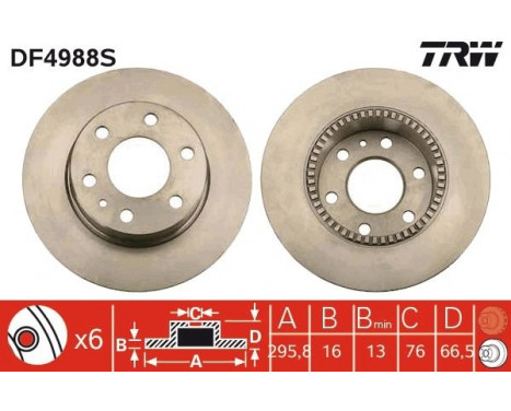 Bromsskiva DF4988S TRW, bild 3