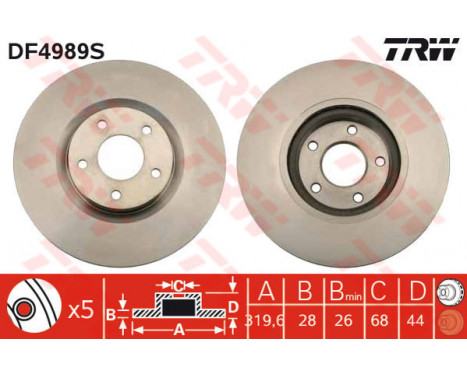 Bromsskiva DF4989S TRW