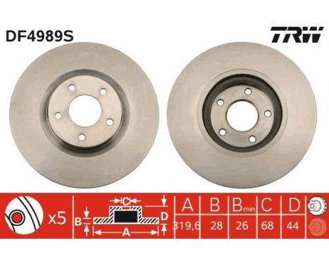 Bromsskiva DF4989S TRW, bild 3