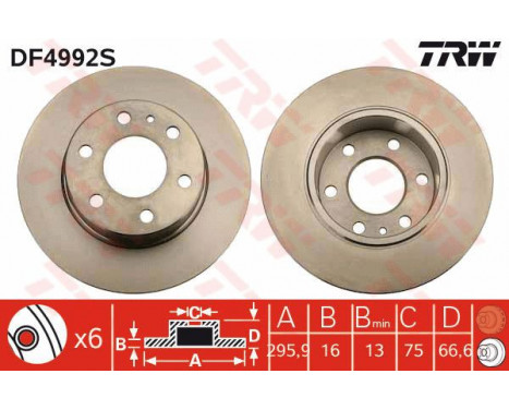 Bromsskiva DF4992S TRW