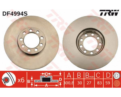 Bromsskiva DF4994S TRW