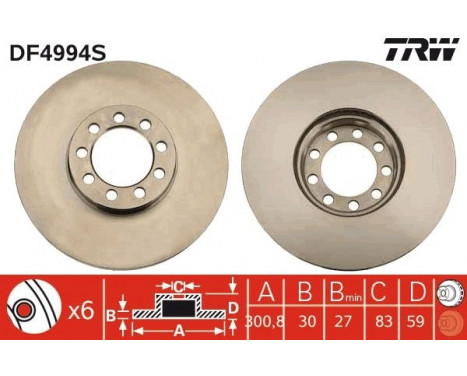 Bromsskiva DF4994S TRW, bild 3